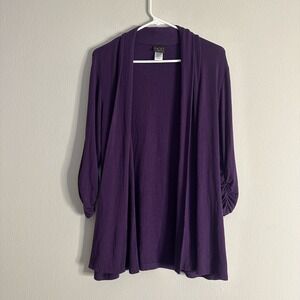 Mod Lusive Purple Stretch Lightweight Wrap Open Flowy Womens Cardigan Size Small